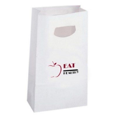 White Die Cut Handle Paper Bag - 2C1S (8" x 4" x 13 5/8")