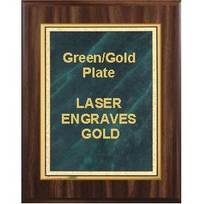 Walnut Plaque 9" x 12" - Green/Gold Marble Mist 7" x 10" Plate