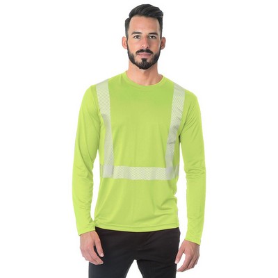 Bayside® Hi-Visibility Unisex Long-Sleeve Performance Poly Crew Segmented Striping Tee Shirt