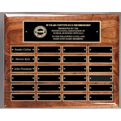 10.5" x 13" Walnut Perpetual Plaque w/24 Name Plates