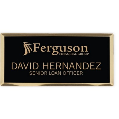 Engraved Metallic Name Badge - Black, 3" x 1½"