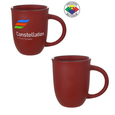 14 Oz. Satin Matte Red Contemporary Salem Mug w/Black Halo - Precision Spot Color