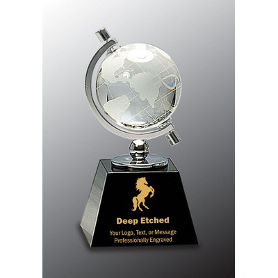 6" Crystal Spinning Globe Award on Black Base