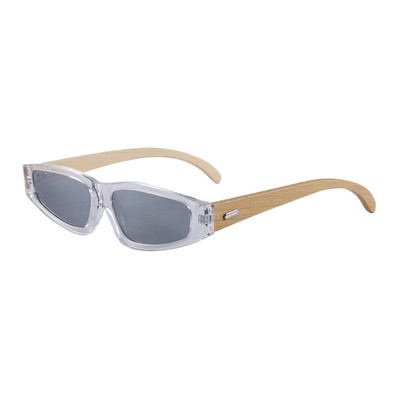 Bamboo Sunglasses - Silver Mirror Lenses - Transparent Frames