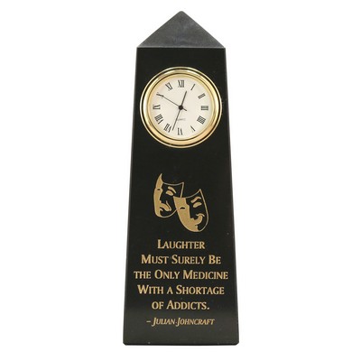 Jet Black Marble Obelisk Clock