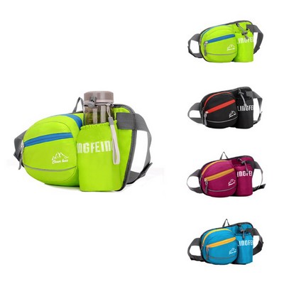 Waterproof Running Waist Bag w/Water Bottles Pouch