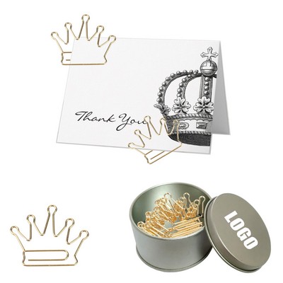 Crown Shaped Paper Clips in Tin Box