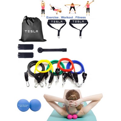 Kidder iBank® Exercise Fitness Resistance Bands Set + Double Massage Ball