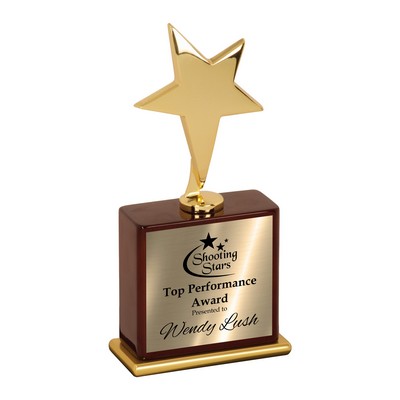 8" Gold Star Award on Rosewood Piano Finish Base