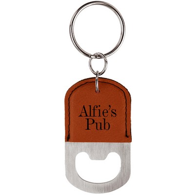 Rawhide Leatherette Oval Bottle Opener Keychain – Laserable