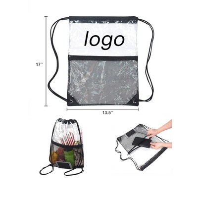 PVC Drawstring Bag With Mesh Pocket