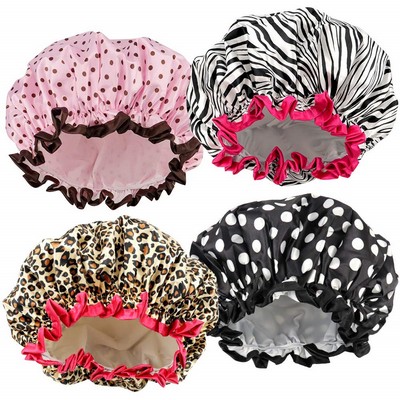 Reusable Waterproof Double Layer Shower Cap For Women