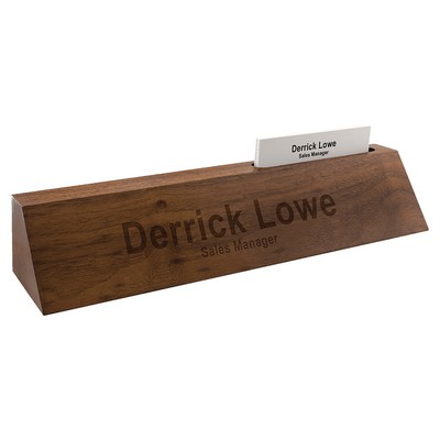 10" Genuine Walnut Desk Wedge with Business Card Holder