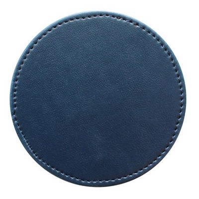 Ashlin® Designer Stratford Navy Blue Napoli Napa Leather Executive Round Coaster