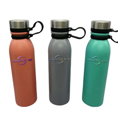 Travel Stainless Steel Bottle W/ Carrying Strap 17oz.