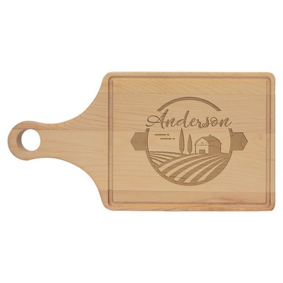 13.5" x 7" Maple Paddle Shape Cutting Board w/Drip Ring