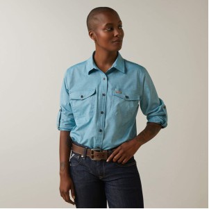 Ariat® Women's Larkspur Heather Rebar® Made Tough Venttek™ DuraStretch™ Work Shirt