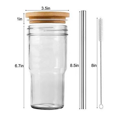 Glass Cup with Straw and Lid