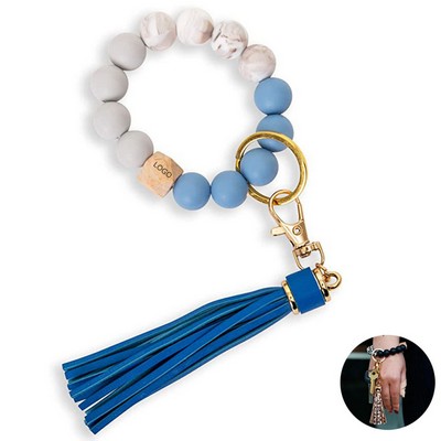 Silicone Bead Wristlet Keychain