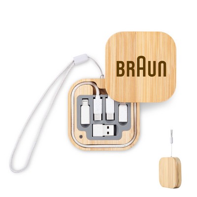 Square Bamboo Charging Cable Kit