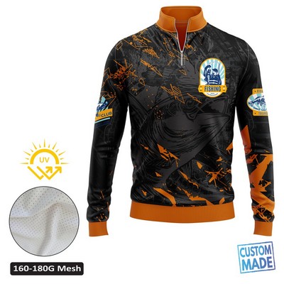 Sublimation 180G Mesh UPF 50+ Long Sleeve Fishing Quarter Zip - Men's, Women's, Kids'