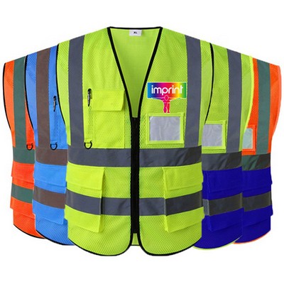 Class 2 High Visibility Safety Vest With 4 Pockets