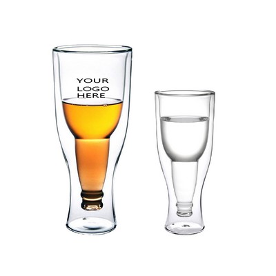 12OZ Clear Double Wall Insulated Beer Glass