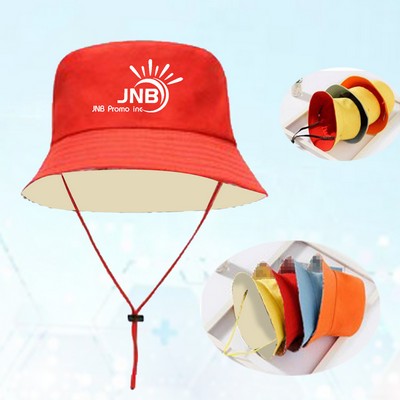 Adjustable Wind-String Wide Brim Fisherman Bucket Hat