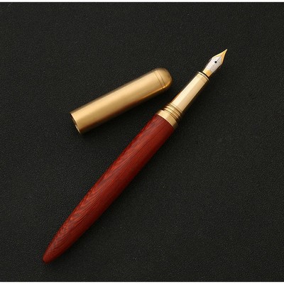 The Hemmingway Handmade Red Rosewood & Brass Fountain Pen (15Cmx13Mm) 1.7 Oz.