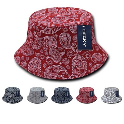 Decky Relaxed Paisley Bandana Pattern Bucket Hat (Lot of 6)