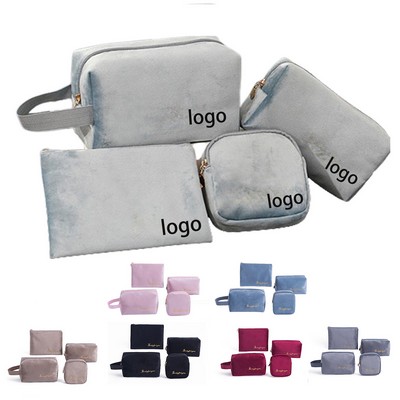 Ladies Cosmetic Soft Velvet Cosmetic Storage Bag Set Of 4