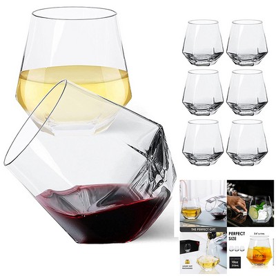 10 OZ Diamond Shaped Stemless Wine Glass