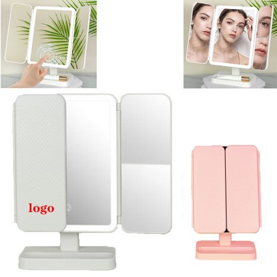 Rechargeable Travel Makeup Mirror With 3X 2X Magnification