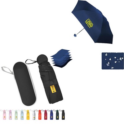 Mini Folding Compact Umbrella with Case