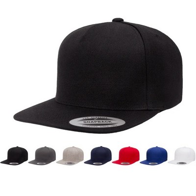 YP Classic® Yupoong Premium Five Panel Snapback Cap w/Flat Bill