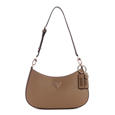 GUESS® Noelle Dark Taupe Top Zip Shoulder Bag