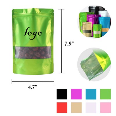 Colorful Zipper Bag Aluminum Foil Stand Up Pouch with Window for Candy Snacks Food Packaging