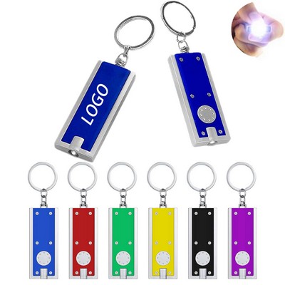 Slim Rectangular Flash Light W/Swivel Key Chain