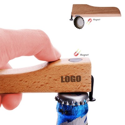 Wood Handle Bottle Opener With Magnet