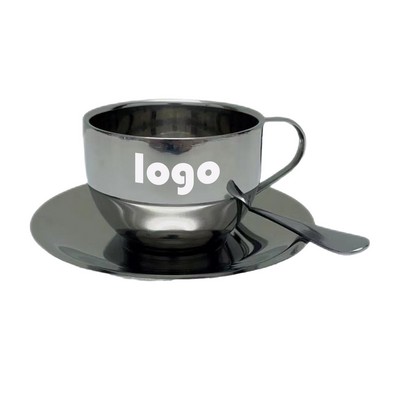 Double Stainless Steel Coffee Cup Three-Piece Set