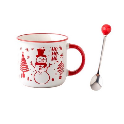 12oz Printed Christmas Mug w/ Spoon - Snowman