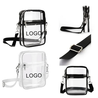 Large Clear PVC Crossbody Bag with Front Pocket