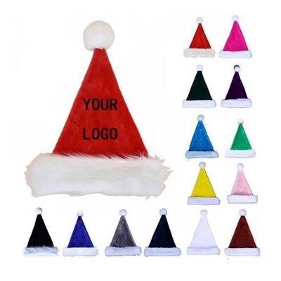 Multi-Color Fur Plush Santa Hats for All Ages