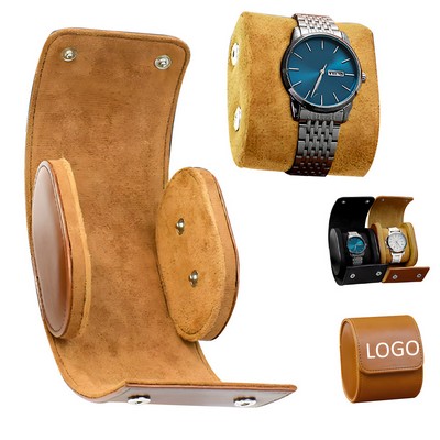 Portable Vintage PU Leather Watch Roll Display Case Pouch