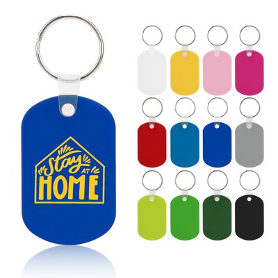 Full Color Hard Plastic Retro Dog Tag Style Keyring