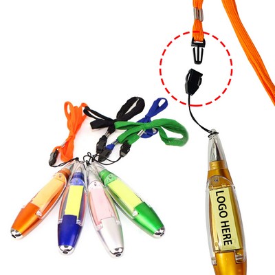 Multi-Functional Luminous Note Pad Lanyard Pen