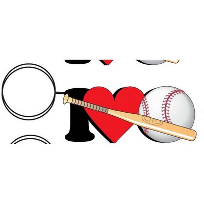 I Love Baseball w/Bat Key Chain w/Clear Mirrored Back (6 Square Inch)