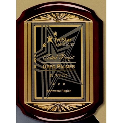 Rosewood Piano Finished Plaque w/ Metal Cast (11"x15")