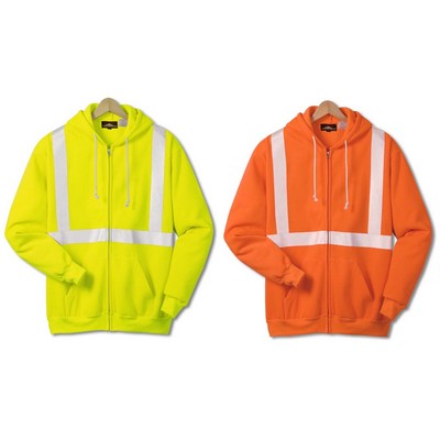 Class 2 Full-Zip Hooded Safety Sweatshirt