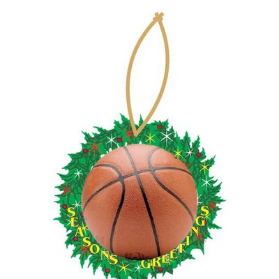 Basketball Promotional Wreath Ornament w/ Black Back (10 Square Inch)